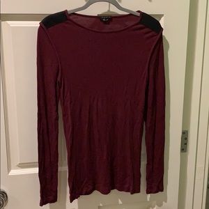 Theory burgundy ribbed top
